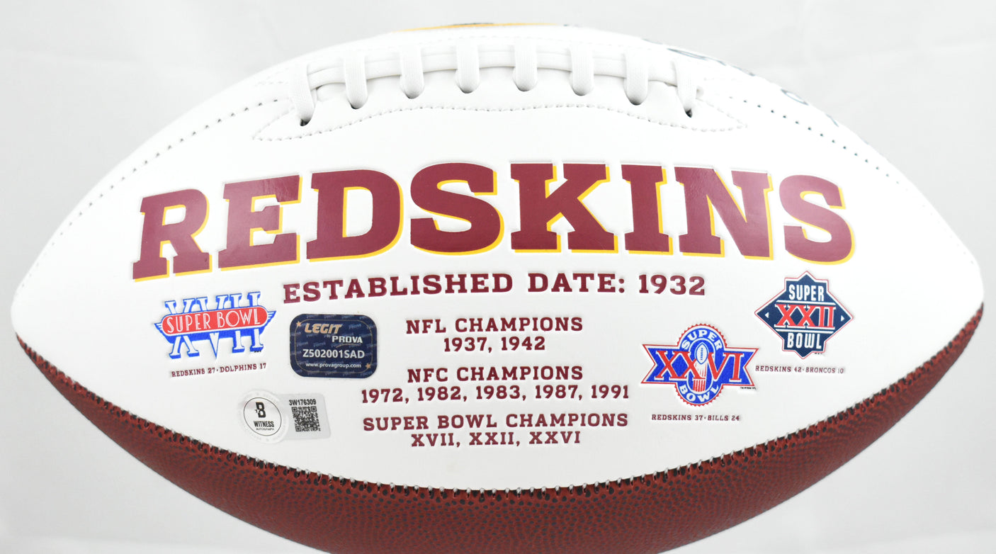 Mark Rypien John Riggins Doug Williams Signed Redskins Logo Football- Beckett W