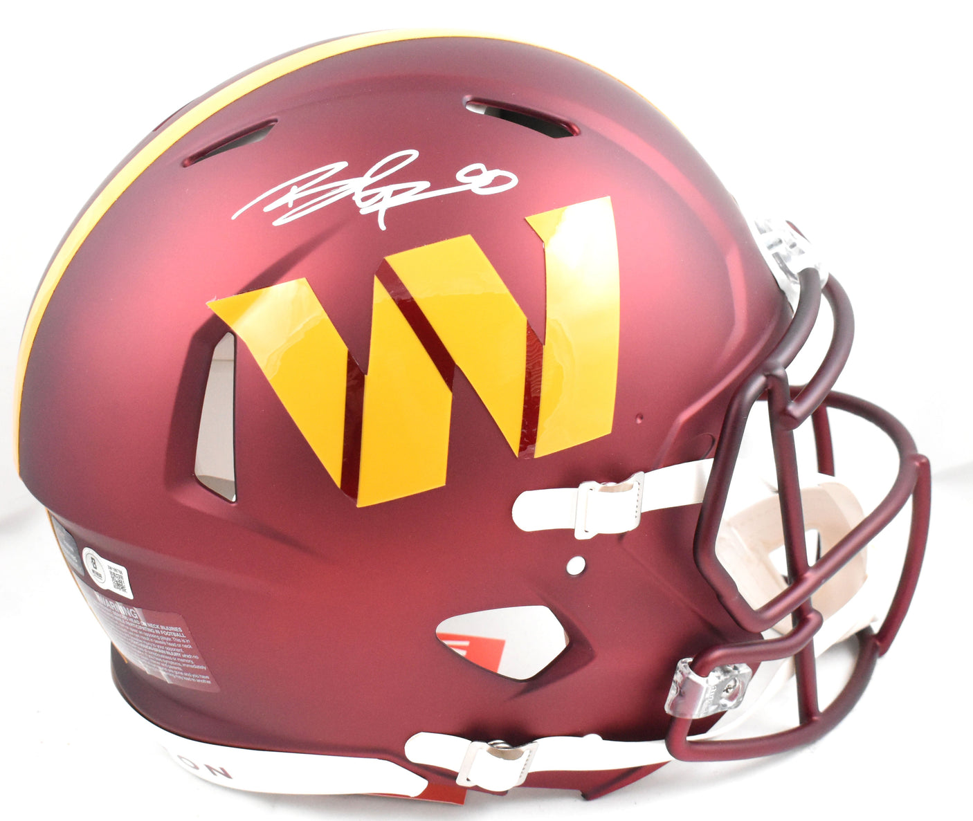 Brian Robinson Jr. Autographed Commanders F/S Speed Authentic Helmet - Beckett W