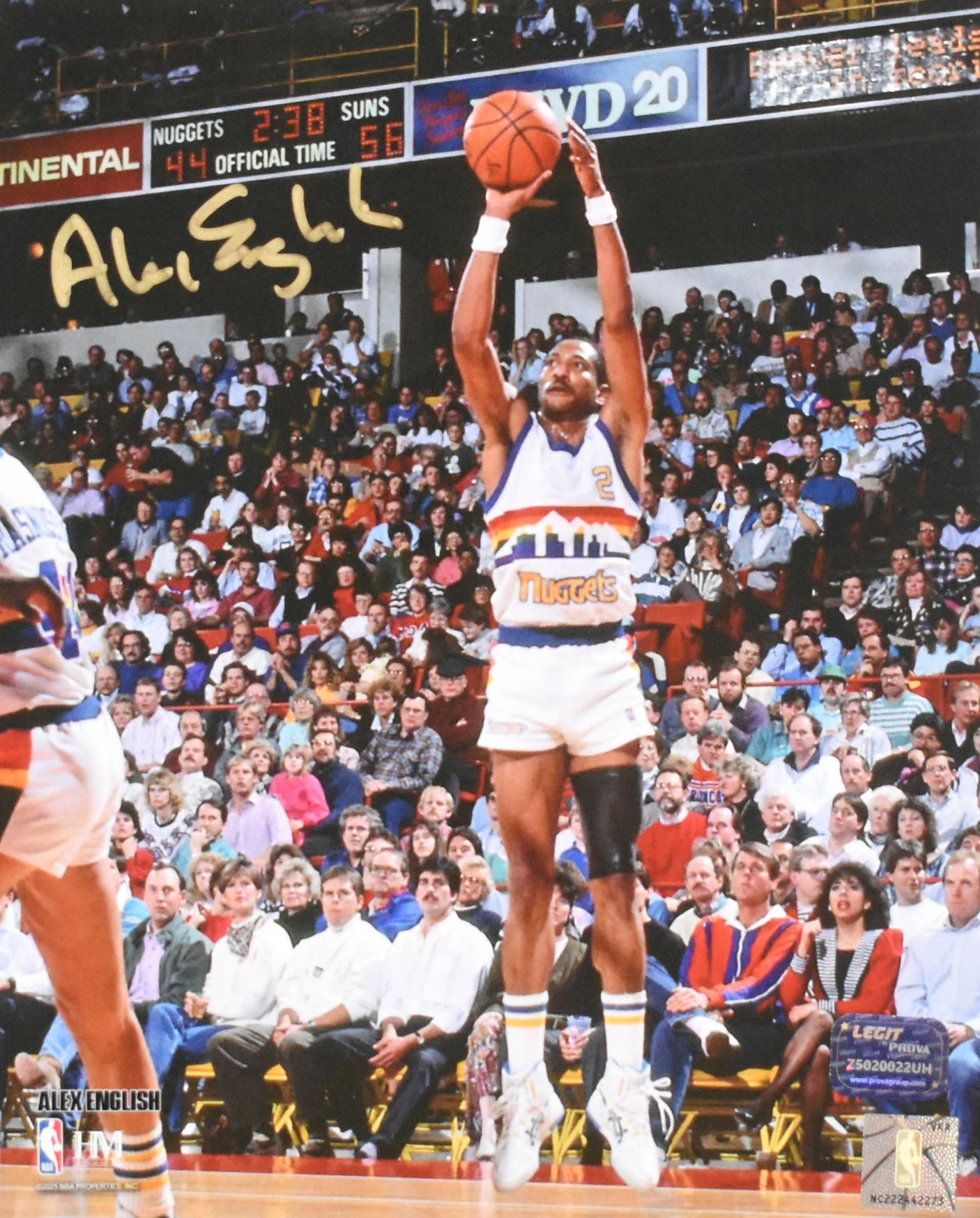 Alex English Autographed Denver Nuggets 8x10 Jump Shot Photo - Prova *Gold