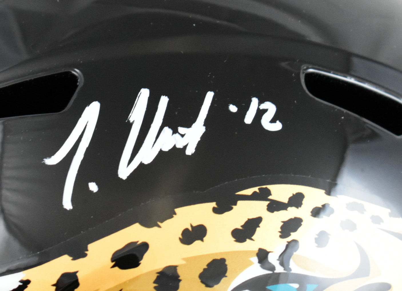 Travis Hunter Autographed Jacksonville Jaguars F/S Speed Helmet - Beckett W Holo