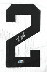 Travis Hunter Autographed White Pro Style Jersey - Beckett W Hologram *Silver