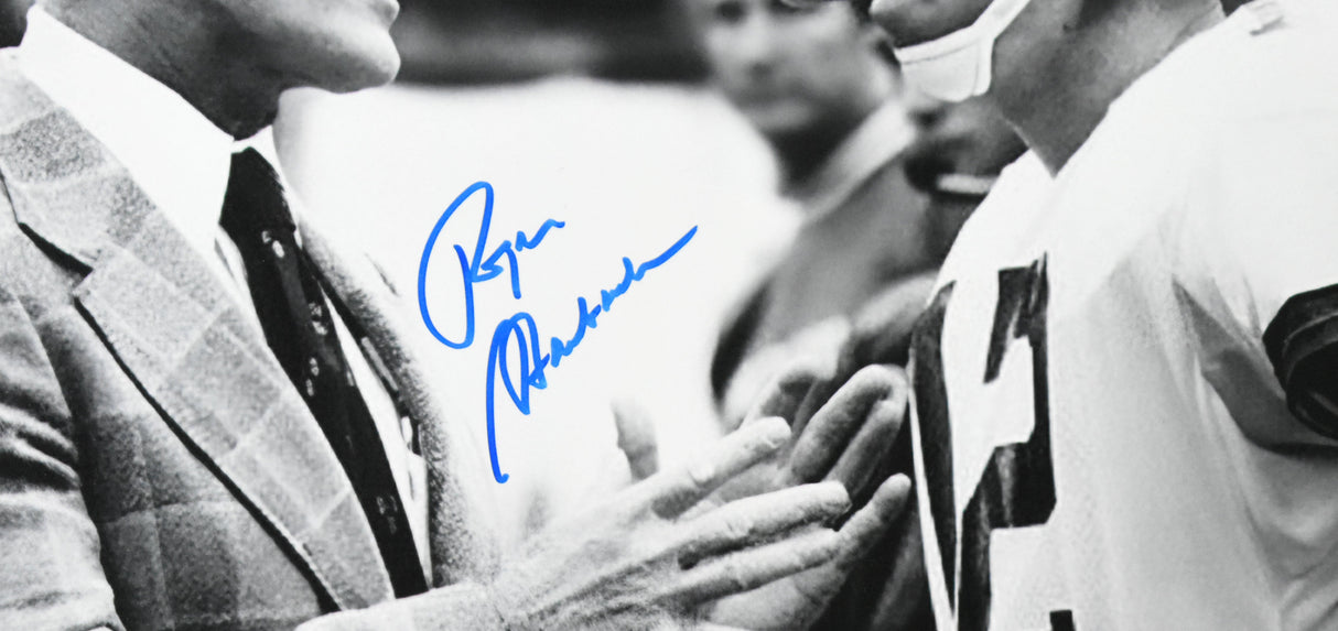 Roger Staubach Autographed Dallas Cowboys 16x20 w/Landry Photo - Beckett W Holo