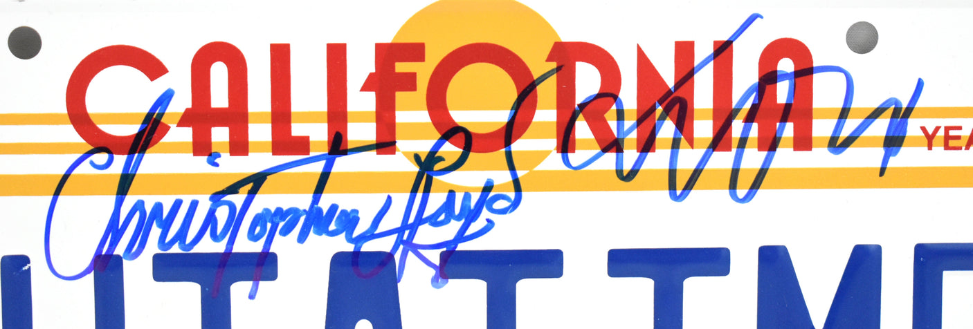 Christopher Lloyd Michael J. Fox Signed BTTF License Plate - Beckett W Hologram