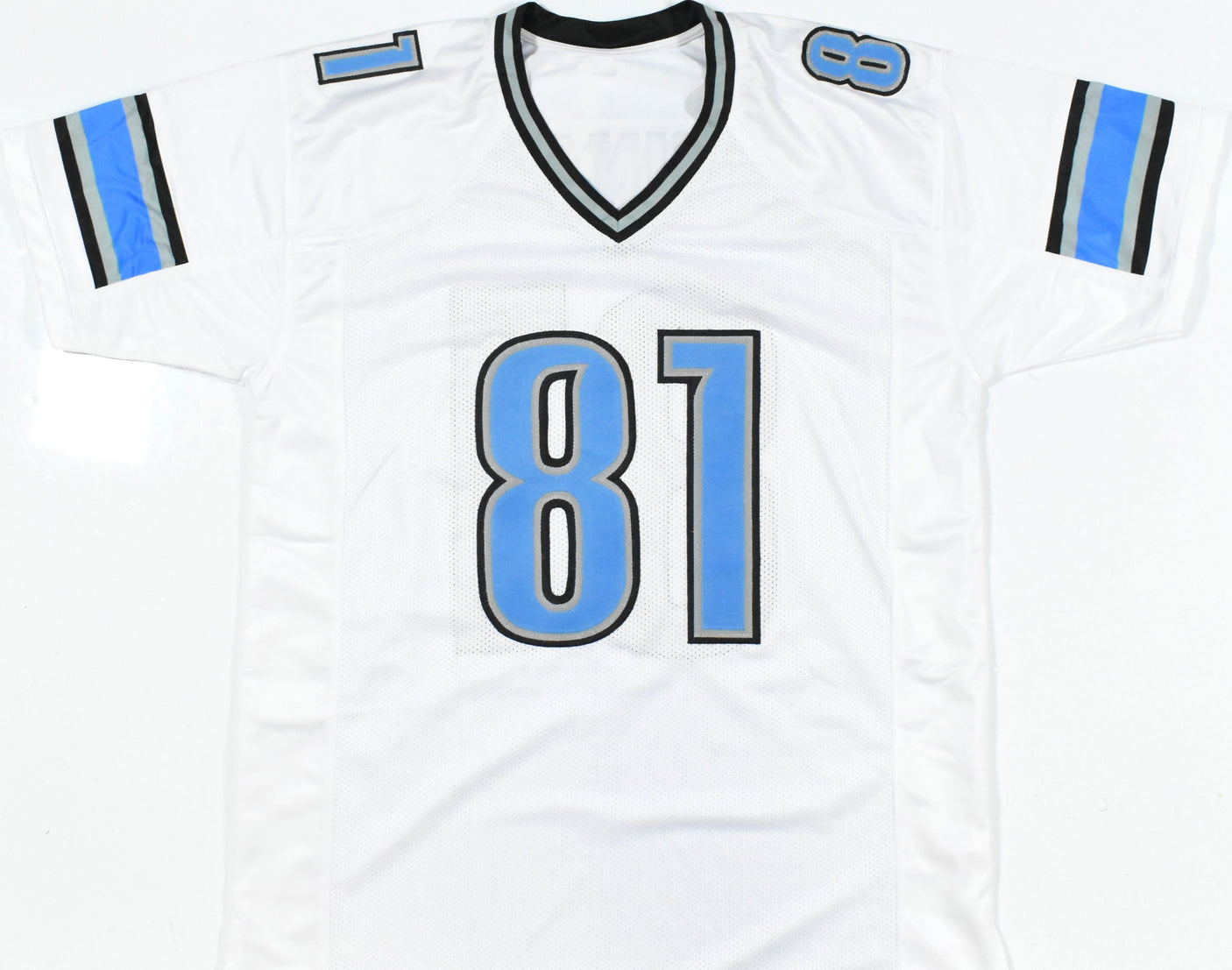 Calvin Johnson Autographed White Pro Style Jersey - Beckett W Hologram *Silver