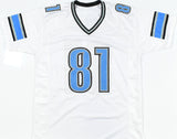 Calvin Johnson Autographed White Pro Style Jersey - Beckett W Hologram *Silver