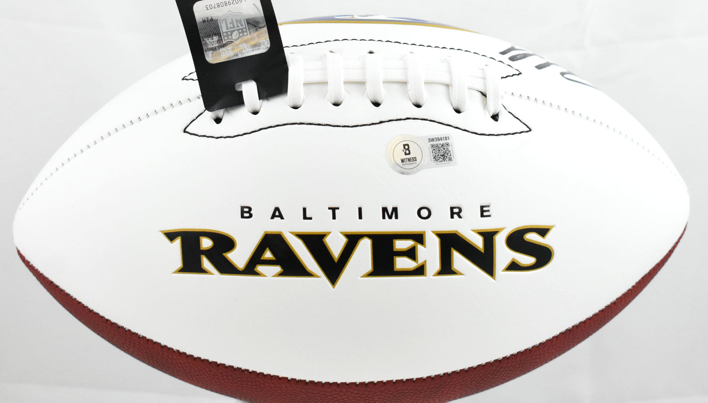 Anquan Boldin Autographed Baltimore Ravens Logo Football - Beckett W Hologram
