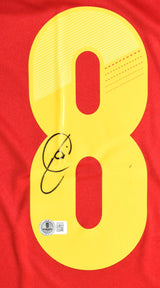 Xavi Autographed Spain Home Soccer Jersey #8 - Beckett Hologram *L