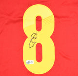 Xavi Autographed Spain Home Soccer Jersey #8 - Beckett Hologram *M