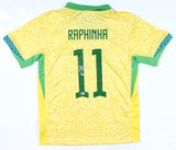 Raphinha Autographed Brazil Home Soccer Jersey #11 - Beckett Hologram *M