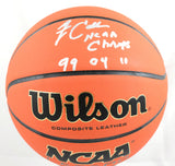 Jim Calhoun Autographed NCAA Wilson Basketball 3x NCAA Champs - Beckett W Holo