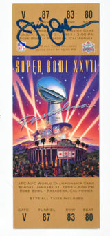 Jimmy Johnson Autographed Cowboys Replica Super Bowl XXVII Ticket - Beckett Holo