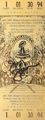 Jimmy Johnson Signed Cowboys Replica Gold Super Bowl XXVIII Ticket- Beckett Holo