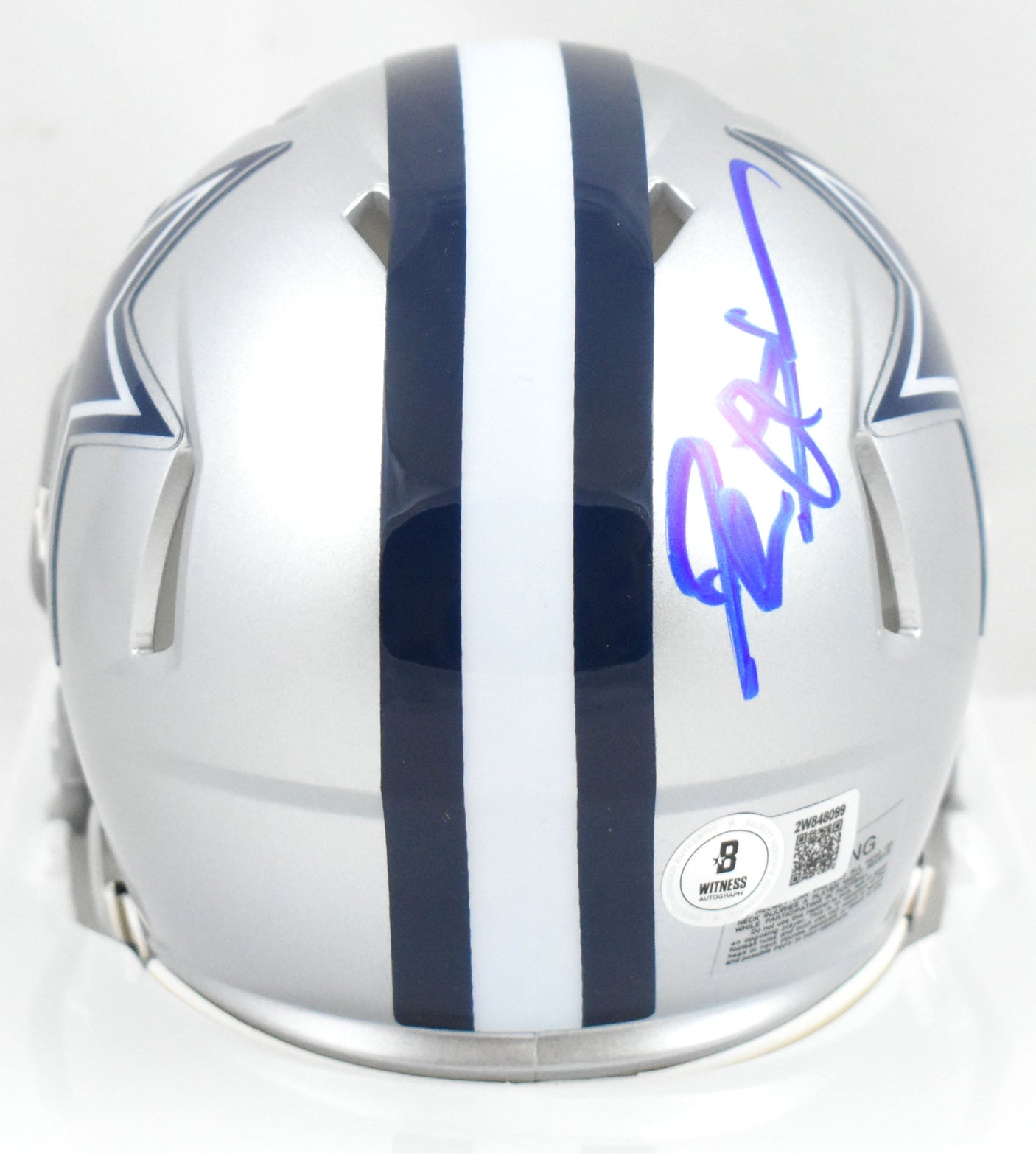 Deion Sanders Autographed Dallas Cowboys Speed Mini Helmet- Beckett W Holo *Blue