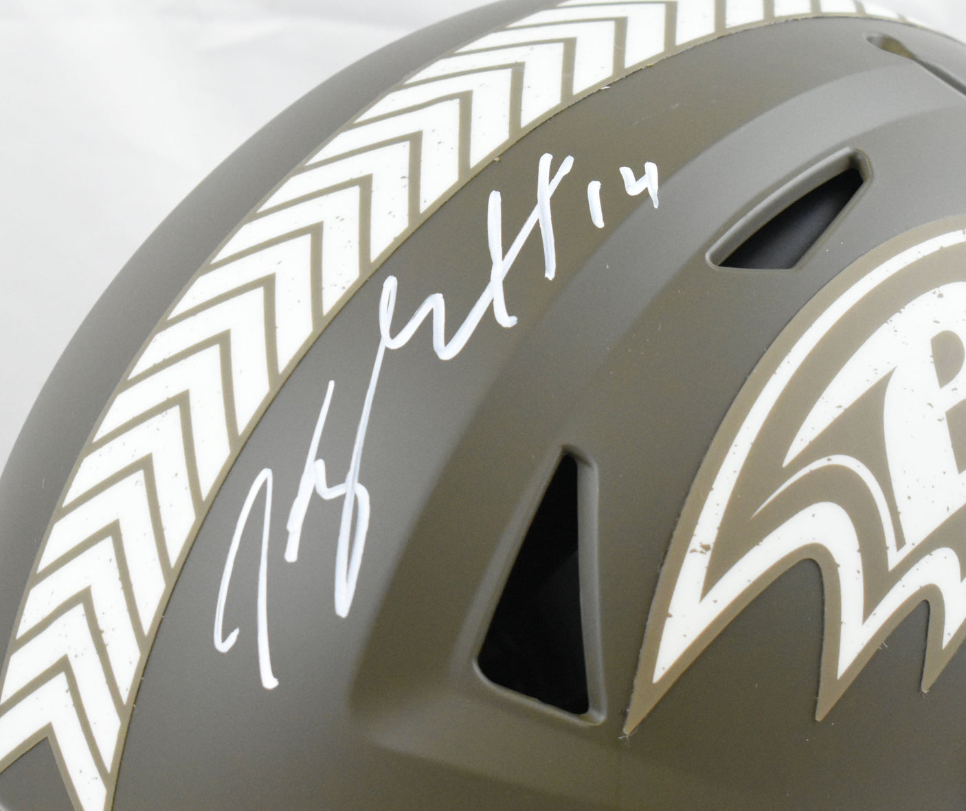 Kyle Hamilton Autographed Ravens F/S Salute Speed Flex Helmet - Beckett W Holo