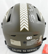 Kyle Hamilton Autographed Ravens F/S Salute Speed Flex Helmet - Beckett W Holo