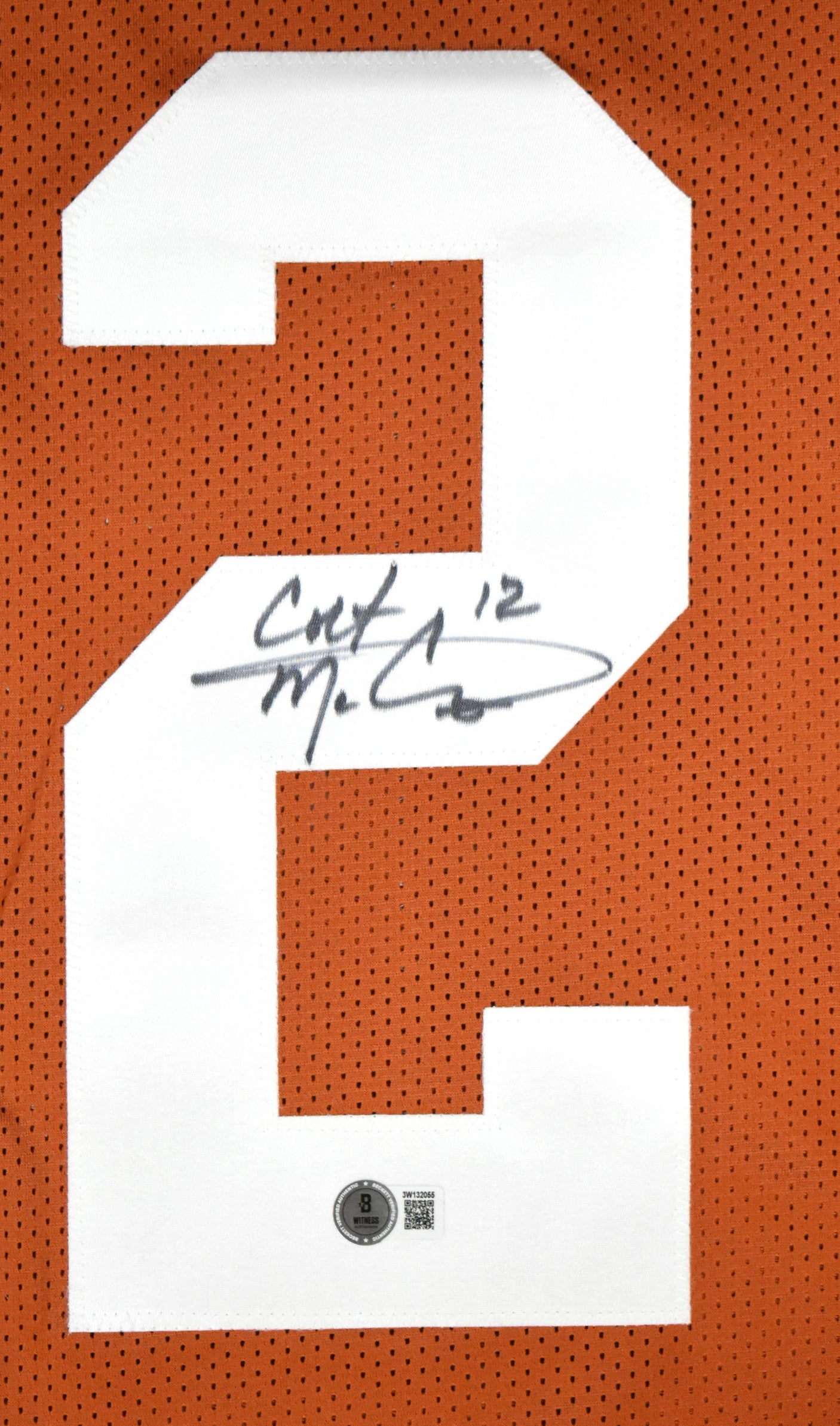 Colt McCoy Autographed Orange College Style Jersey- Beckett W Hologram *Black