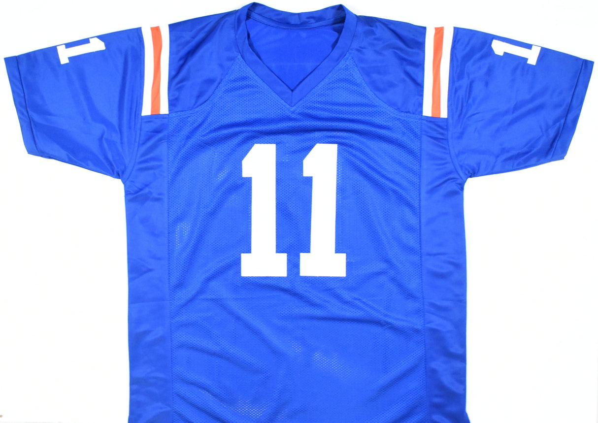 Steve Spurrier Autographed Blue College Style Jersey- Beckett W Hologram *Black