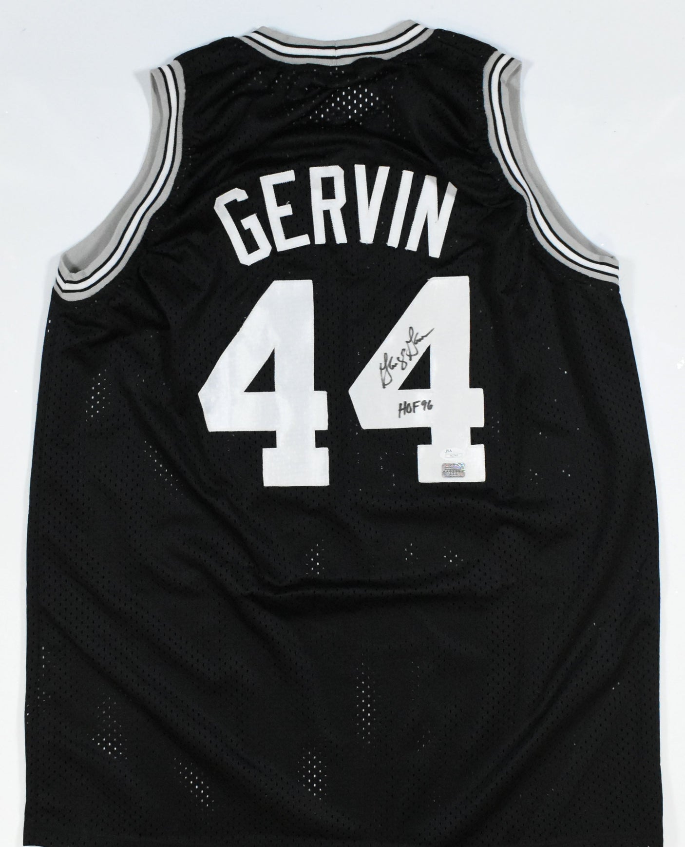 George Gervin Autographed Black Pro Style Jersey w/ HOF - JSA *Black