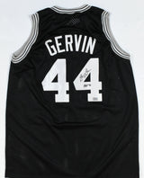 George Gervin Autographed Black Pro Style Jersey w/ HOF - JSA *Black