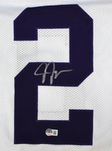 Justin Jefferson Autographed White College Style Jersey - Beckett W Hologram