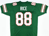 Jerry Rice Autographed Green College Style Jersey - Beckett *Black