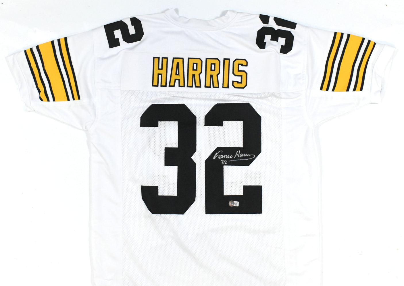 Franco Harris Autographed White Pro Style Jersey - Beckett W Hologram *Silver