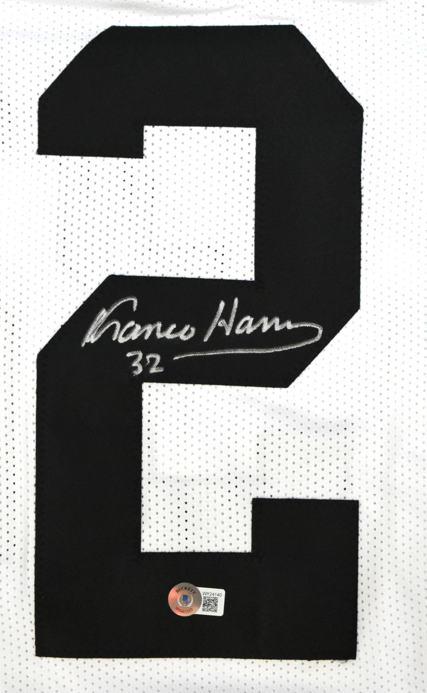 Franco Harris Autographed White Pro Style Jersey - Beckett W Hologram *Silver