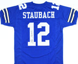 Roger Staubach Autographed Blue Pro Style Jersey - JSA W *Black