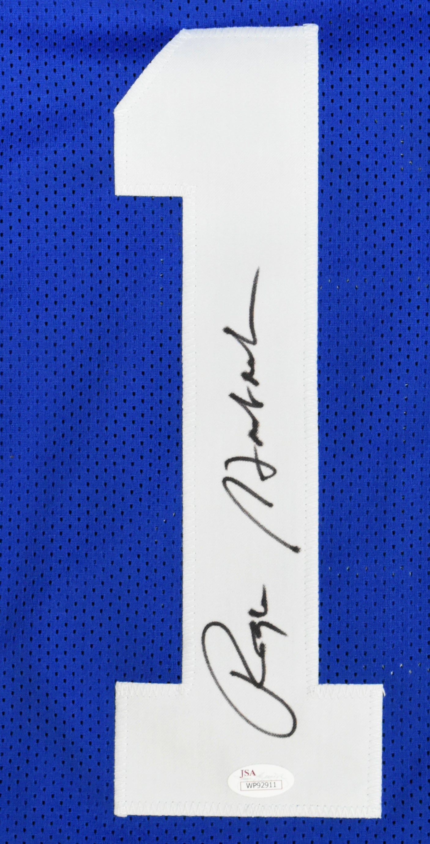 Roger Staubach Autographed Blue Pro Style Jersey - JSA W *Black