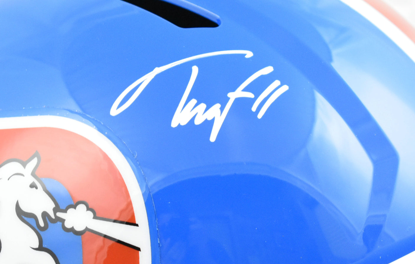 Troy Franklin Autographed Denver Broncos F/S 75-96 Speed Helmet - Beckett W Holo