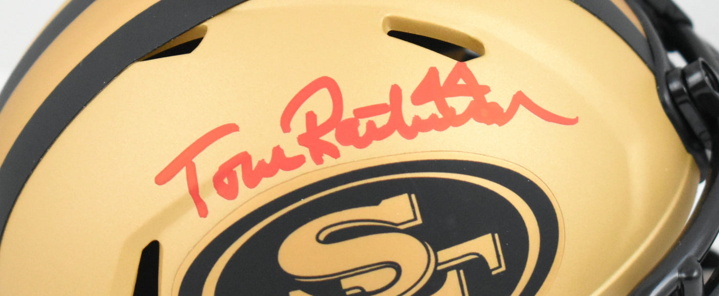 Tom Rathman Autographed 49ers Rave Speed Mini Helmet - Beckett W Hologram *Red