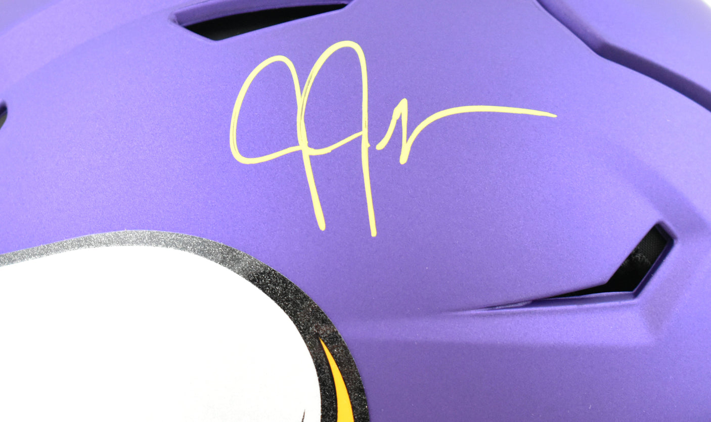 Justin Jefferson Signed Vikings F/S SpeedFlex Helmet - Beckett W Holo *Yellow