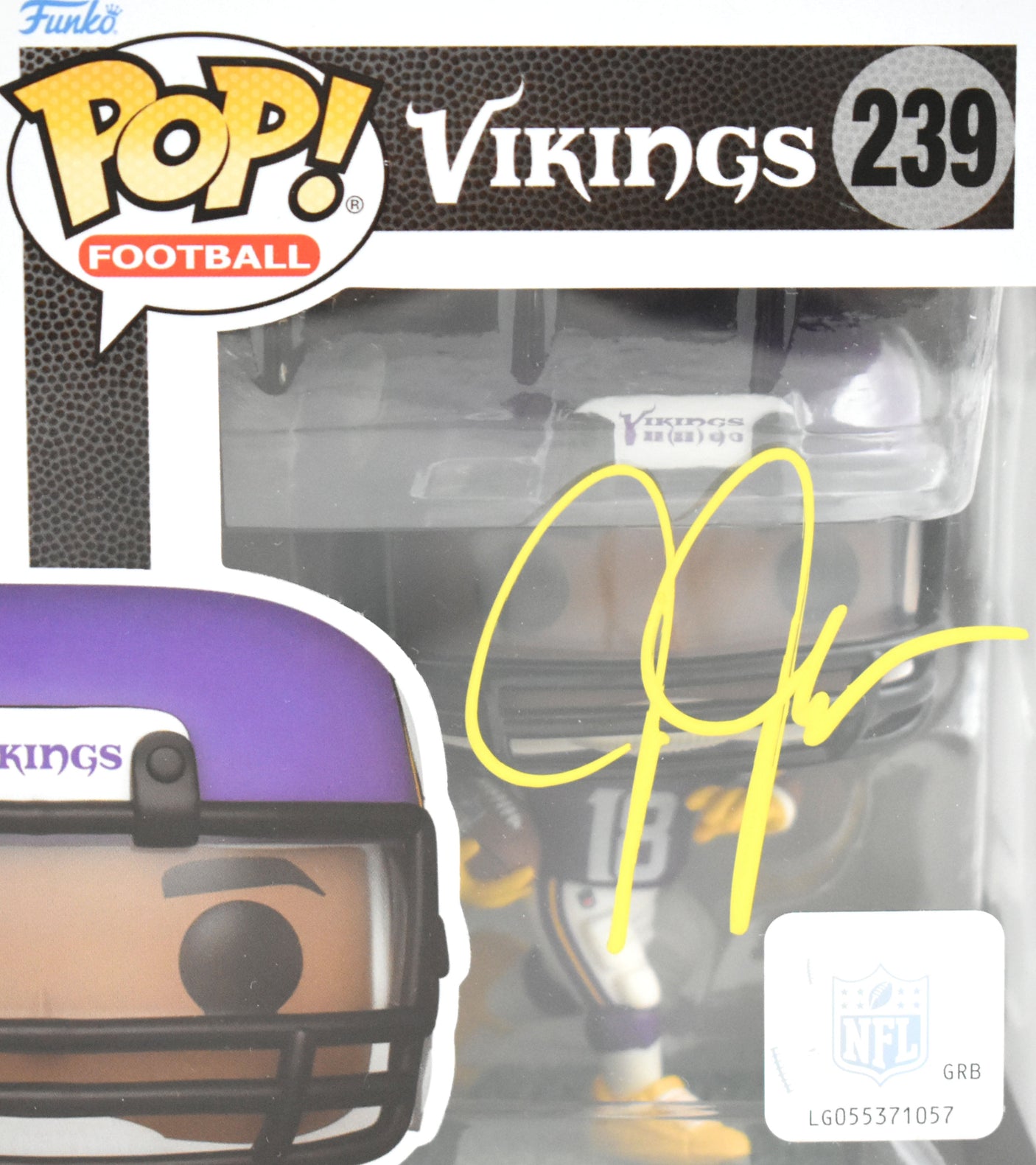Justin Jefferson Autographed Minnesota Vikings Funko Pop #239 - Beckett W Holo