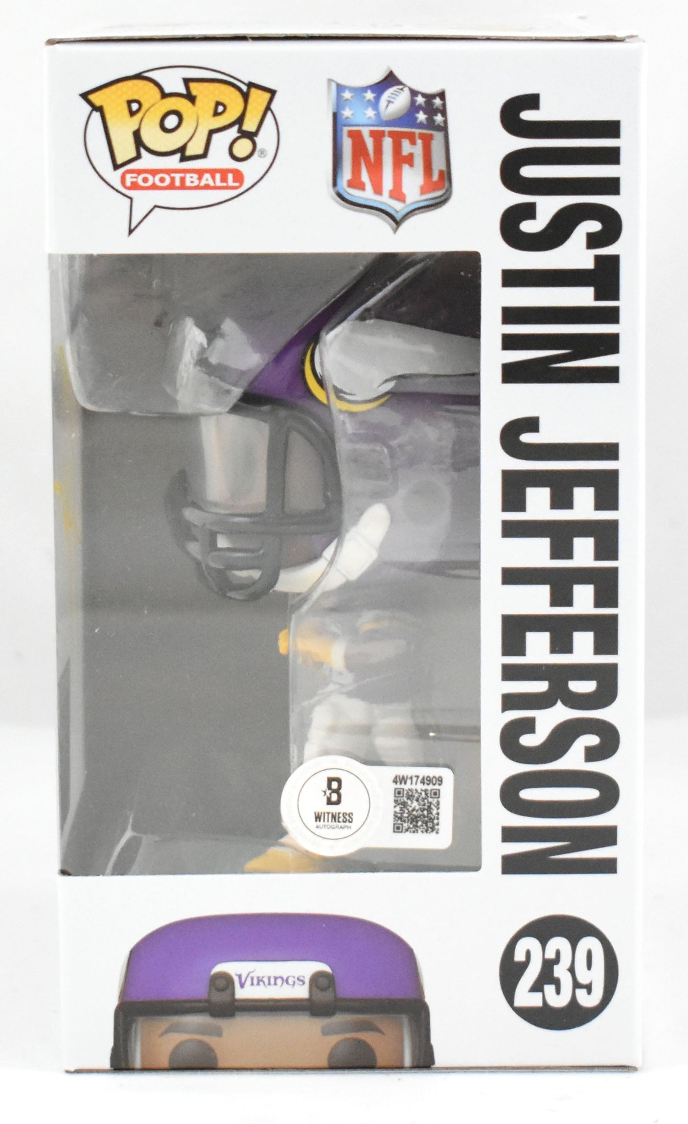 Justin Jefferson Autographed Minnesota Vikings Funko Pop #239 - Beckett W Holo