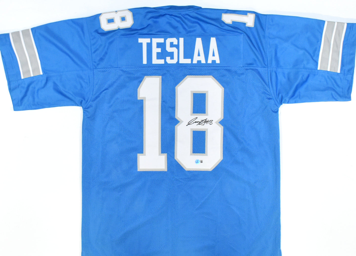 Isaac TeSlaa Autographed Blue Pro Style Jersey - Beckett W Hologram *Black