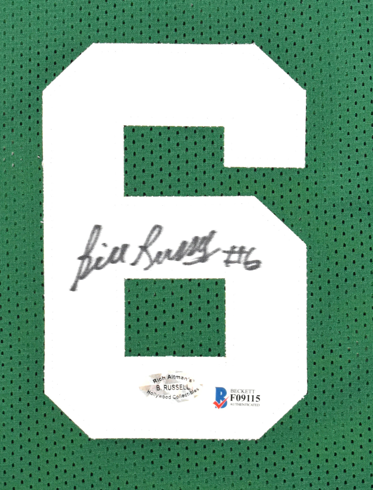 Bill Russell Autographed Green Pro Style Jersey - Beckett *Black