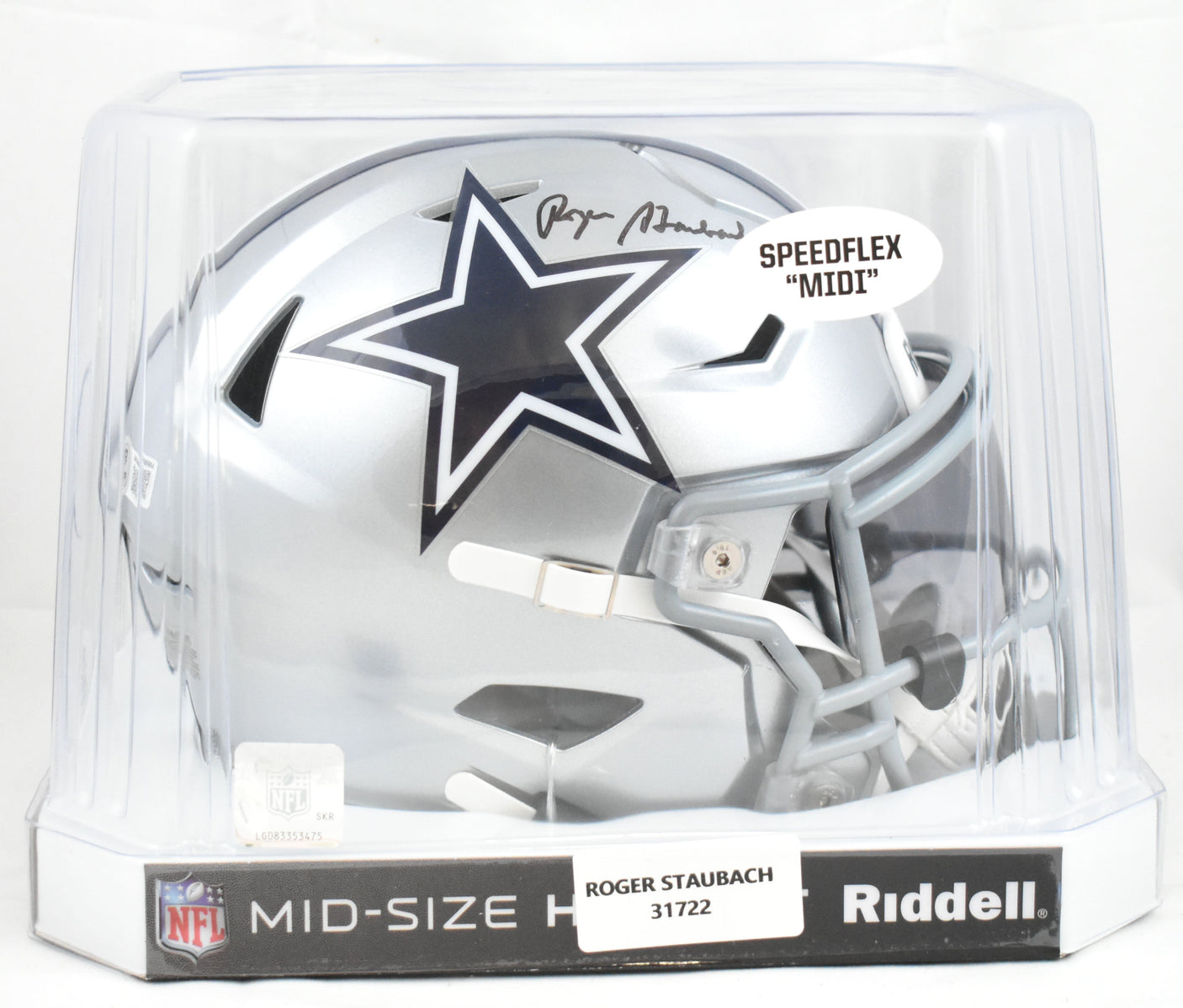 Roger Staubach Signed Dallas Cowboys Mid-Size Speedflex Helmet - Beckett W Holo