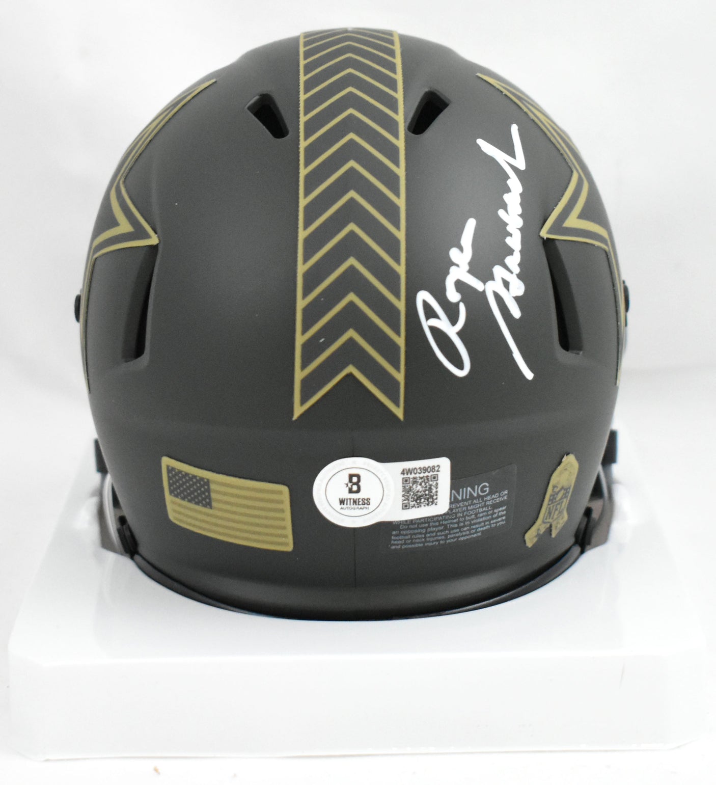 Roger Staubach Autographed Cowboys Salute 2025 Speed Mini Helmet- Beckett W Holo