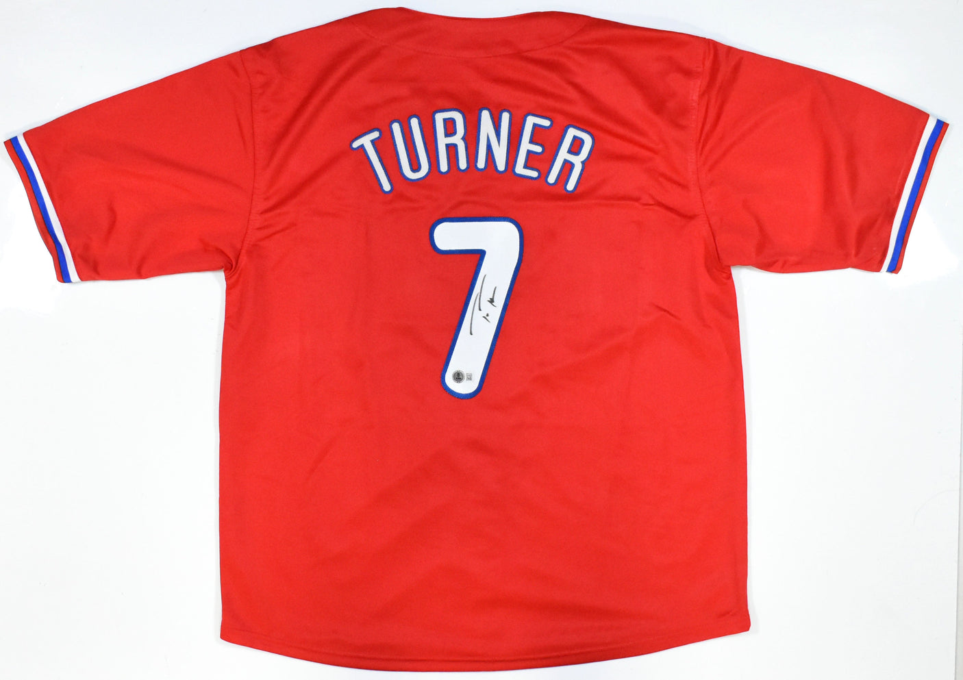 Trea Turner Autographed Red Pro Style Jersey - Beckett W Hologram *Black