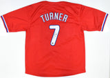 Trea Turner Autographed Red Pro Style Jersey - Beckett W Hologram *Black