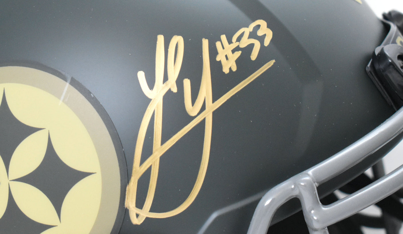 Jack Sawyer Autographed Steelers F/S Salute 2025 Speed Helmet-Beckett W Hologram