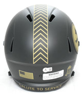 Jack Sawyer Autographed Steelers F/S Salute 2025 Speed Helmet-Beckett W Hologram