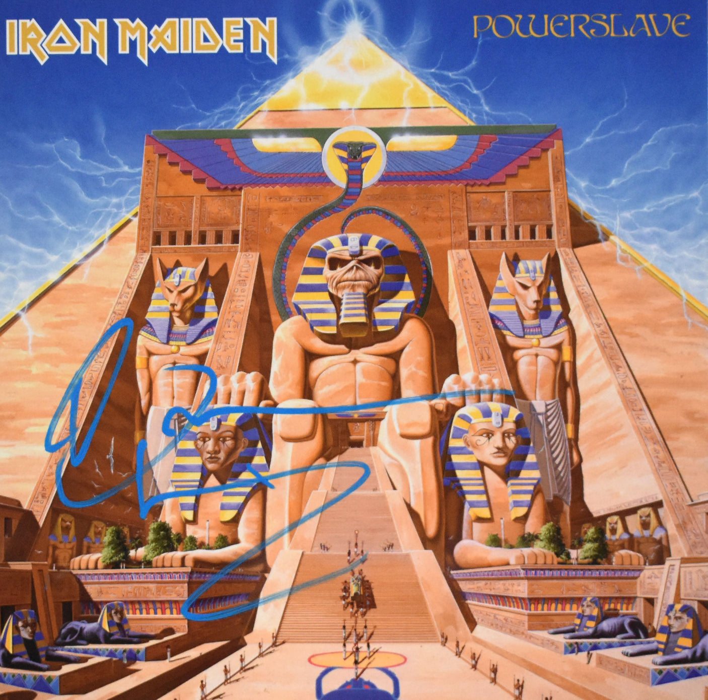 Bruce Dickinson Autographed Iron Maiden Powerslave Vinyl - Beckett W Hologram