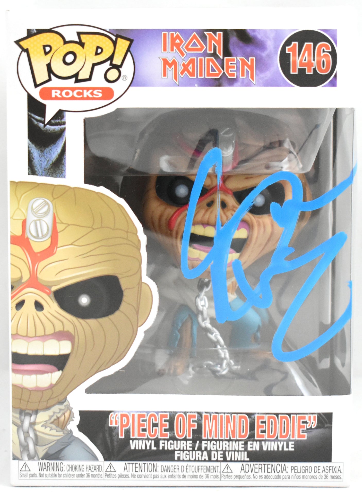 Bruce Dickinson Signed Iron Maiden Piece of Mind Eddie Funko Pop #146- Beckett W