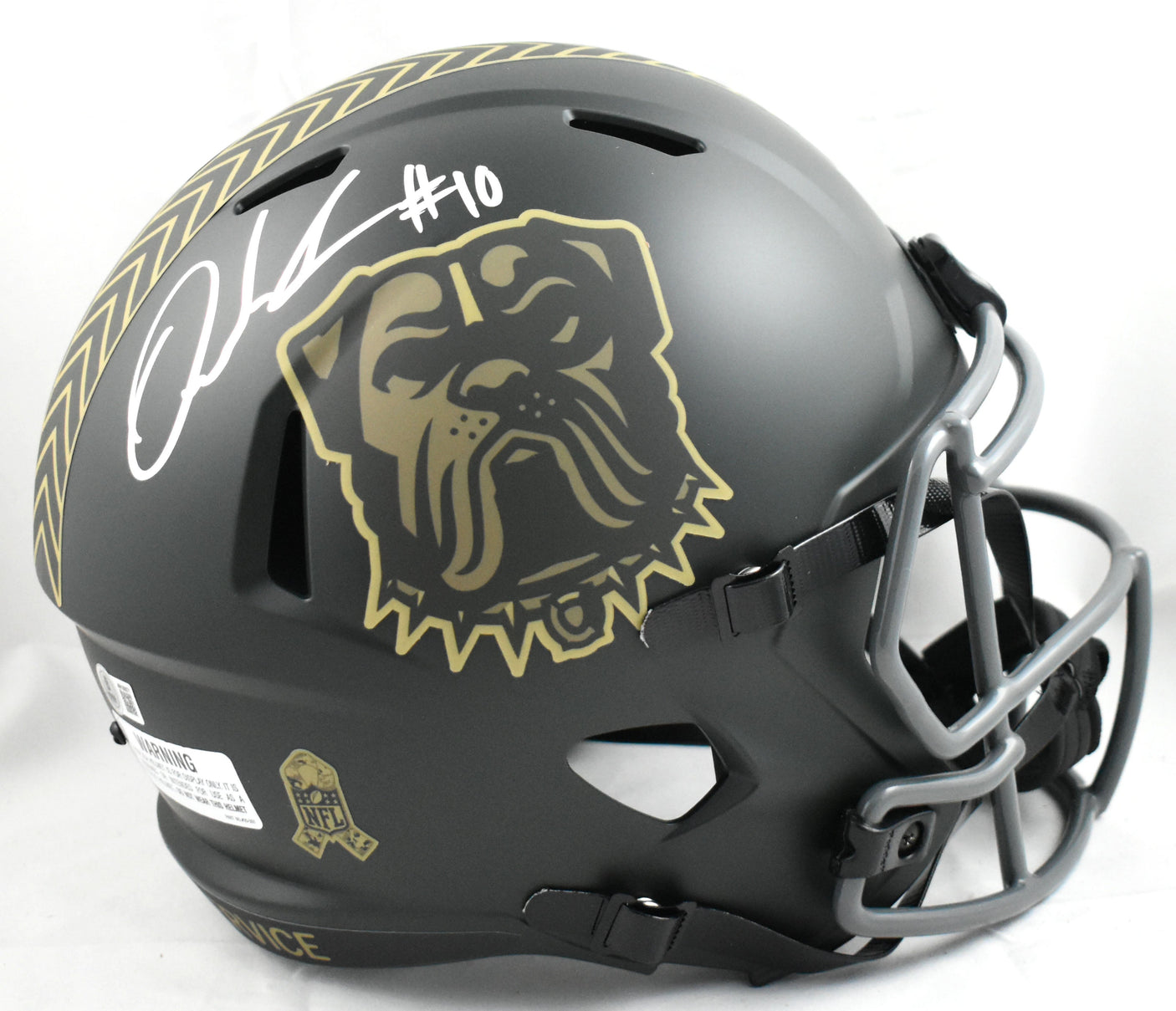 Quinshon Judkins Autographed Browns F/S Salute 2025 Speed Helmet- Beckett W Holo