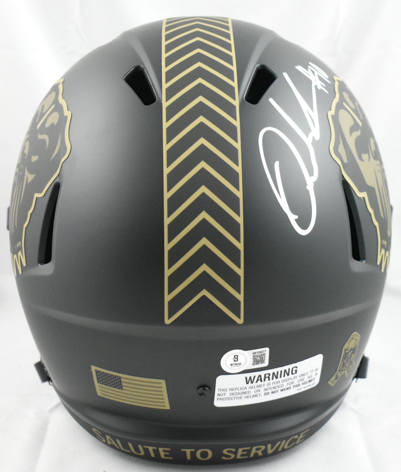 Quinshon Judkins Autographed Browns F/S Salute 2025 Speed Helmet- Beckett W Holo