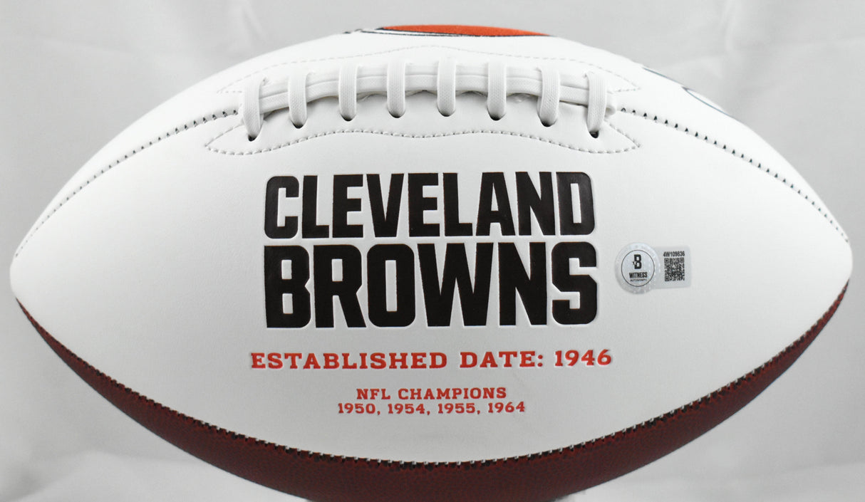 Quinshon Judkins Autographed Cleveland Browns Logo Football - Beckett W Hologram