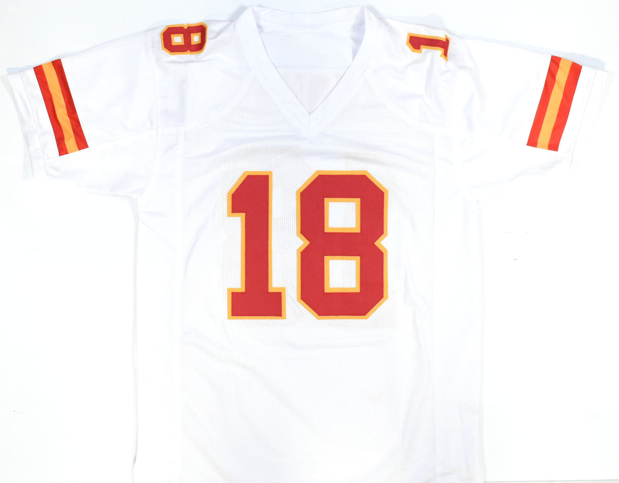 Emmitt Thomas Autographed White Pro Style Jersey w/HOF - Prova *Silver