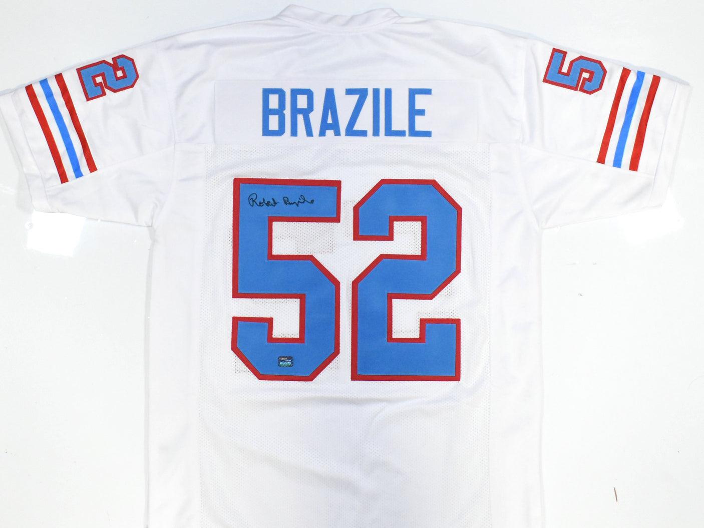 Robert Brazile Autographed White Pro Style Jersey - Prova *Black