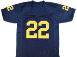 Ty Law Autographed Blue College Style Jersey w/ Go Blue - Beckett W Hologram